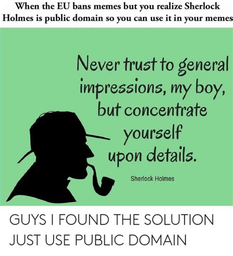 When The Eu Bans Memes But You Realize Sherlock Holmes Is Public Domain