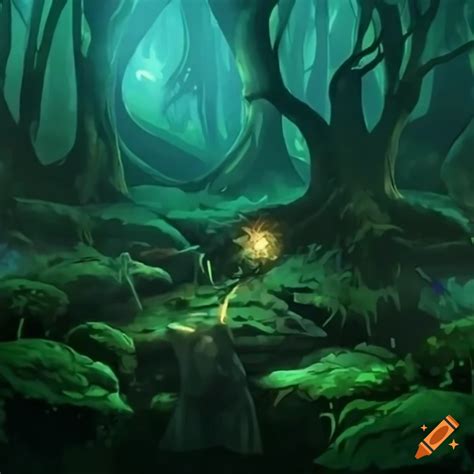 Anime Illustration Of A Magical Forest On Craiyon