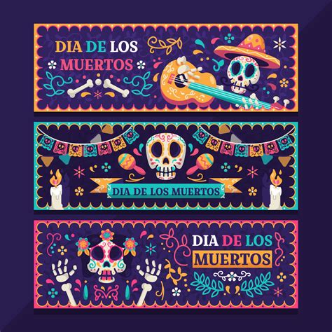 Set Of Dia De Los Muertos Banners 3265860 Vector Art At Vecteezy