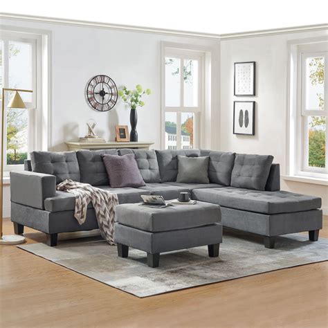 Urhomepro L Shape Mid Century Sofa 105w Modern Sectional Sofa With