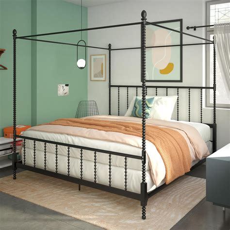 Dhp Anika Metal Canopy Bed King Size Frame Black