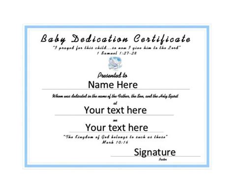 White Formatted Baby Dedication Certificate Template