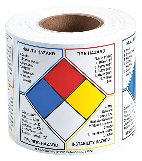 Brady Label Paper English Nfpa Diamond Health Hazard Fire Hazard