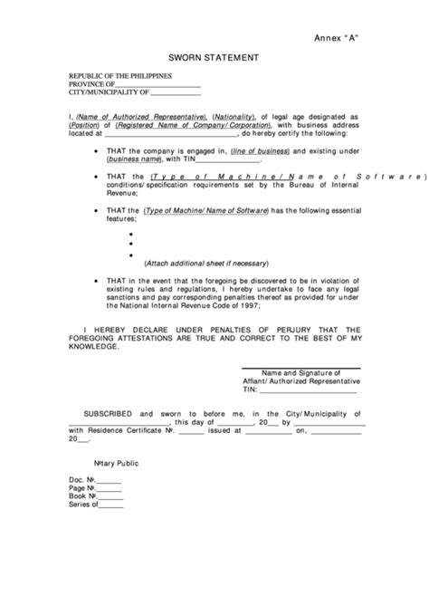 sworn statement form philippine embassy printable pdf my xxx hot girl