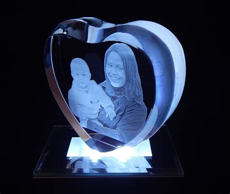 Photo Lasered In Solid Crystal Glass Heart Shape Laser Etsy