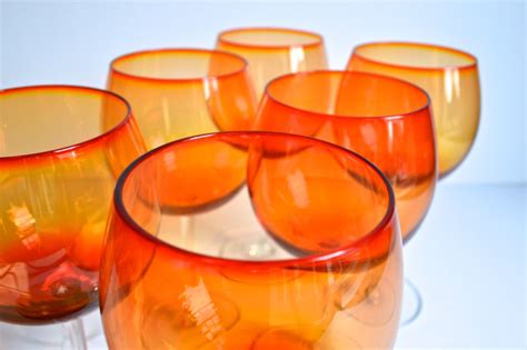 Vintage Orange Wine Glasses Wine Goblets Orange Ombre Etsy Canada