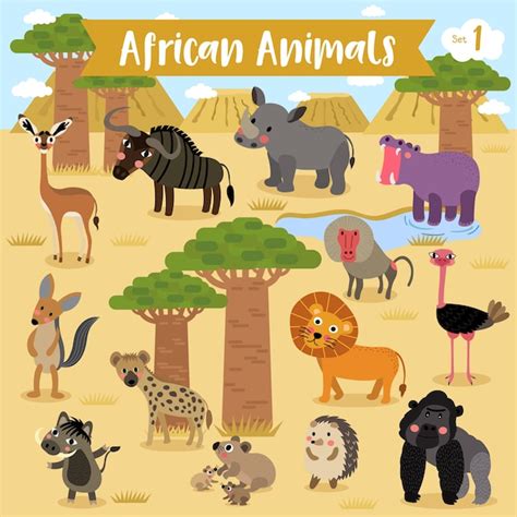 Premium Vector African Animal Cartoon