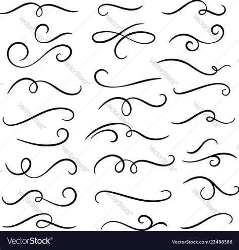 Hand Drawn Flourishes Swirls Text Dividers Vector Image