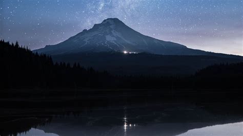 Download Wallpaper 1366x768 Starry Sky Mountain Stars Milky Way