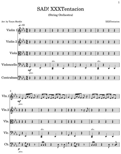Sad Xxxtentacion Sheet Music For Violin Viola Cello Contrabass