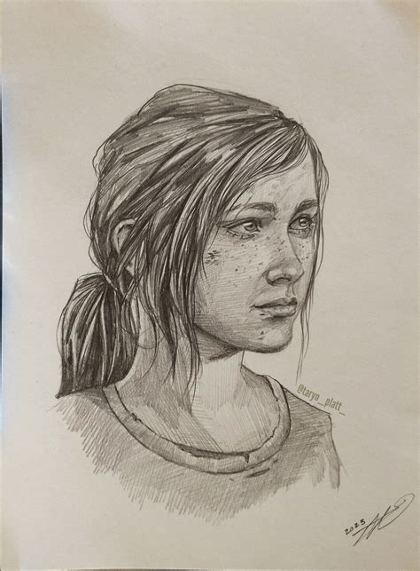 Original Art Ellie The Last Of Us Pencil Sketch Portrait Etsy