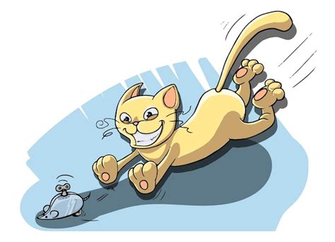 Premium Vector Cat Chasing A Mouse Vector Character