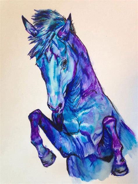 Originalhorse In Watercolor And Pen Watercolor Horse Painting