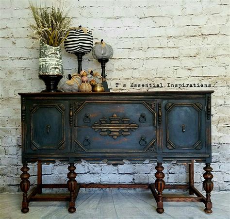 See more ideas about antiques, fonthill, home libraries. Vintage oak buffet Perfect charcoal blend chalk paint. And dark rich stain. | Painted furniture ...