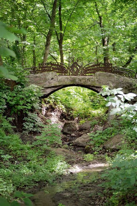 Summertime Landscape With Old Stone Bridge In The Forest Stock Image
