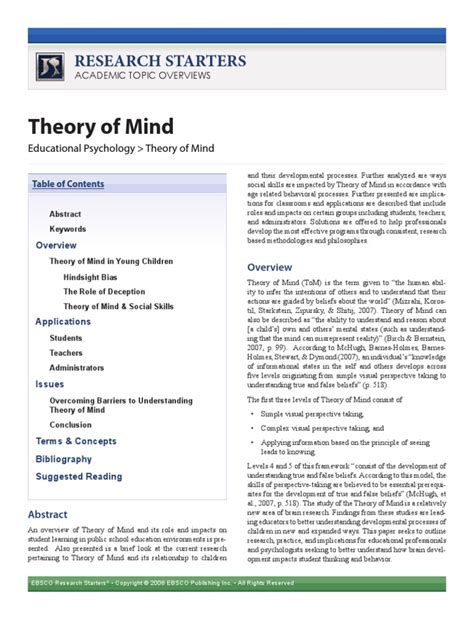 Theory Of Mind Theory Of Mind Psychology