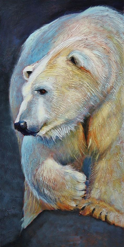 Linda Wilder Art Polarizing Acrylic On Canvas Polar Bear Paint Polar