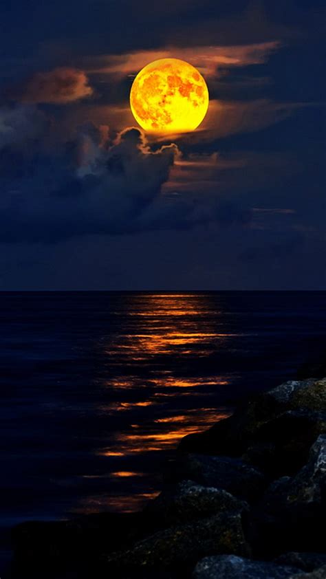 Night Moon Sea Wallpaper