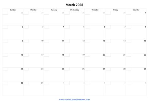 March 2025 Calendar With Checkboxes