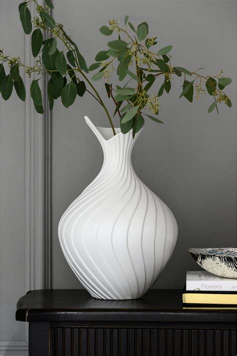 Next Large Pleated Ceramic Vase White Ceramic Vase Large Vases