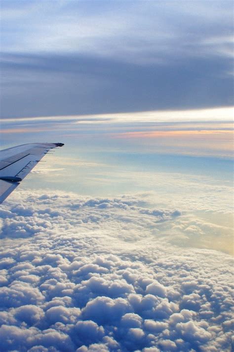 Download Wallpaper 800x1200 Sky Altitude Clouds Airplane Wing