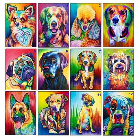 Colorful Animal Dog 5d Diamond Painting Kit Full Drill Etsy