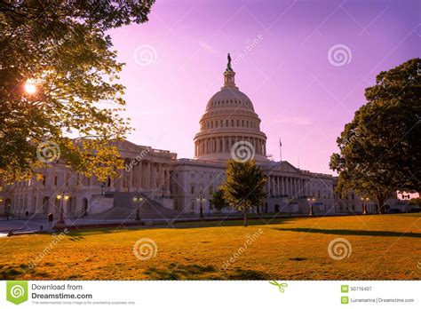 Capitol Building Washington Dc Sunset Garden Us Stock Image Image Of
