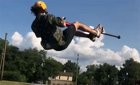 An Athlete Has Mastered The Sport Of Extreme Pogo Watch His Incredible Stunts