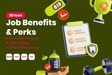 Premium Job Benefits And Perks 3d Illustration Pack From Business 3d