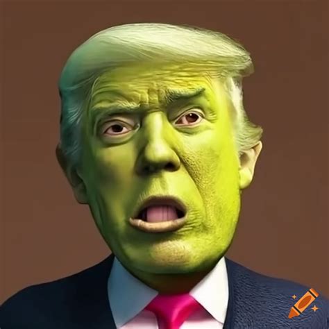 Satirical Image Of Donald Trump With Shreks Face