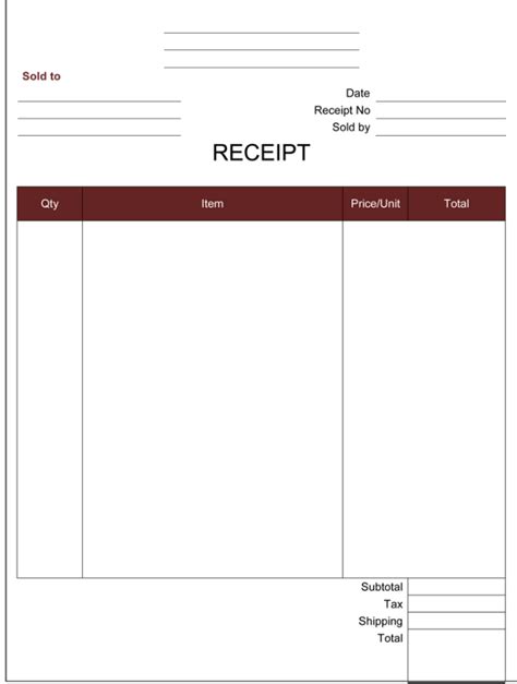 Printable Receipt Template Word Printable Receipt Template 8 Best