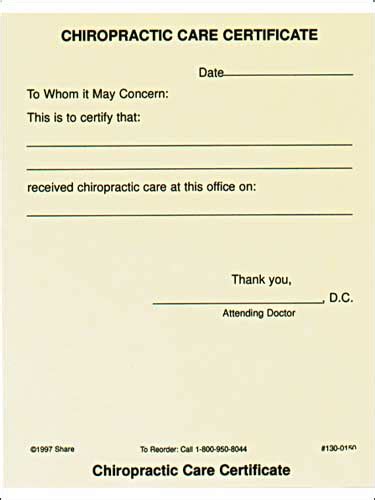 Chiropractic Care Certificate Mini Pad Parker University Bookstore