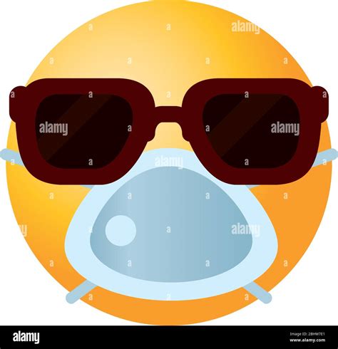 Concepto De Coronavirus Emoji Emoji Fresco Con Gafas De Sol Y Máscara