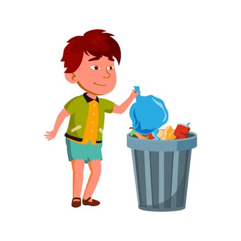 Child Throwing Garbage Illustrations Royalty Free Vector Graphics