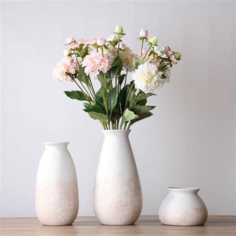 1pc Pinky White Ceramic Vase Simple European Style Flower Vases