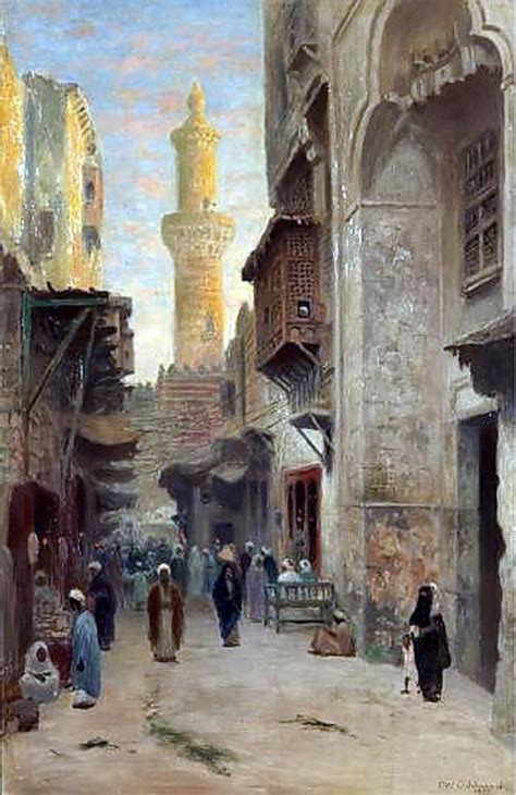 oriental street scene in cairo 1899 by frans wilhelm odelmark swedish 1849 1937 oil on canvas