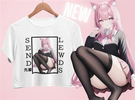 Lewd Anime Cat Girl Crop Top Anime Apparel Lewd Gamer T Shirt Weeb T Waifu Tee Otaku