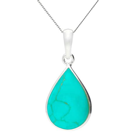 Sterling Silver Turquoise Tear Drop Pendant Buy Online Free Insured