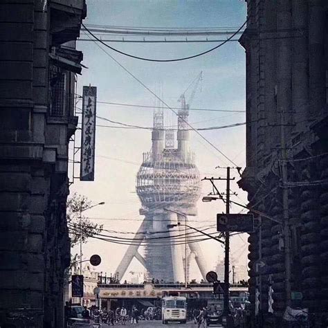 Oriental Pearl Tower Under Construction In Shanghai In 1993 Rshanghai