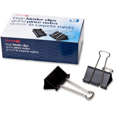 Officemate Binder Clips Large 2 Width 1 Size Capacity 12