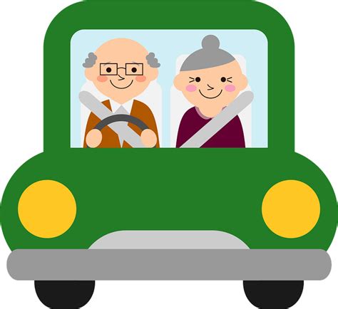 Old Couple Is Driving Their Car Clipart Free Download Transparent Png