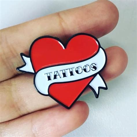 Heart Enamel Pin Love Tattoos Enamel Pins Soft Enamel Pins