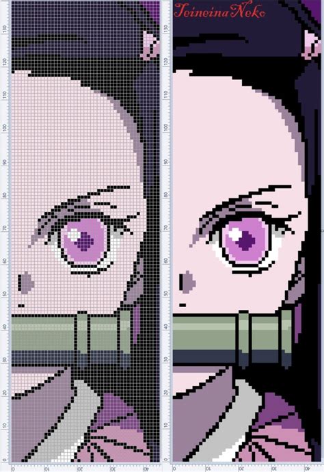 Nezuko Pixel Art Grid