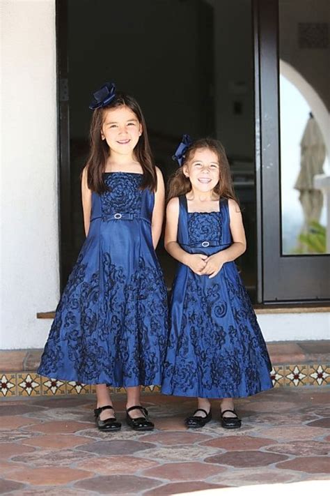 Girls Dress Style Dr572 Navy A Line Taffeta Dress With Floral