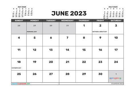 June 2023 Fillable Calendar Printable Word Searches