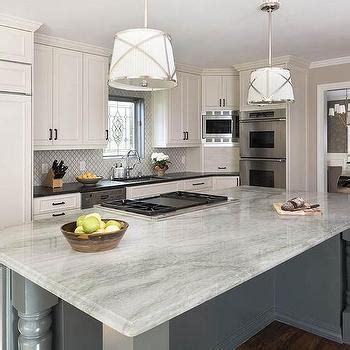 White kitchen grey quartz countertops. Interior design inspiration photos by Classic Homeworks ...