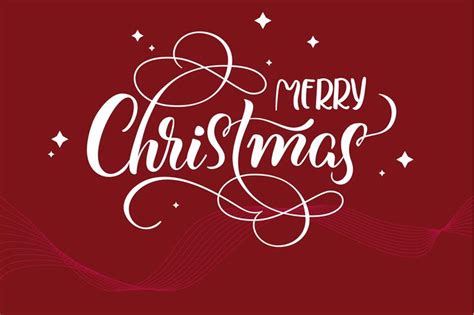 Red Holiday Background With Text Merry Christmas Calligraphy And