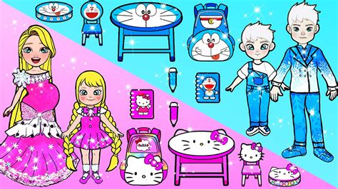 Paper Dolls Dress Up Blue And Pink Back To School Decorate New Class