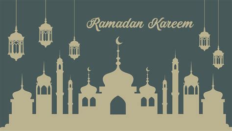 Ramadan Poster With Lanterns And Mosque Silhouette 965611 Vector Art At