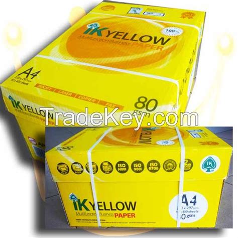 High speed copying100ppm, laser capable,inkjet capable, fax capable. IK Yellow A4 Copy Paper 80gsm, 75gsm, 70gsm By KONKONG ...